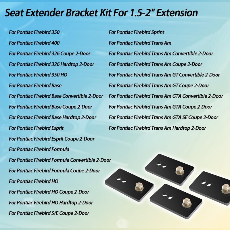 Ciuouient Seat Relocation Brackets/Seat Relocation Brackets Kit Compatible with 1967-2002 Camaro, Firebird.Seat Relocation Bracket Kits fit for 1.5 Inch-2 Inch Extension Capability(Set of 4 Universal) - Image 3